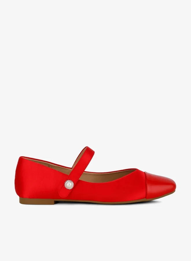London Rag Red Patent Toe Cap Satin Mary Jane