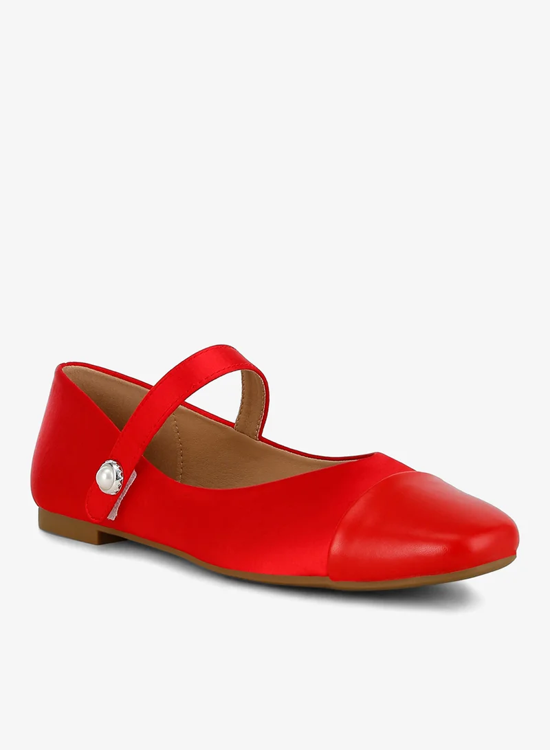 London Rag Red Patent Toe Cap Satin Mary Jane