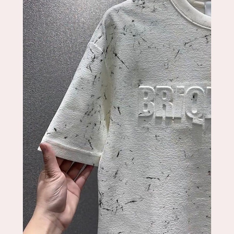 Style Splash-Ink Tie-Dye Men'S Short-Sleeved T-Shirt Trendy Brand Letter Stamped Half-Sleeved Fashion Casual Round Neck T-Shirt - Image 5