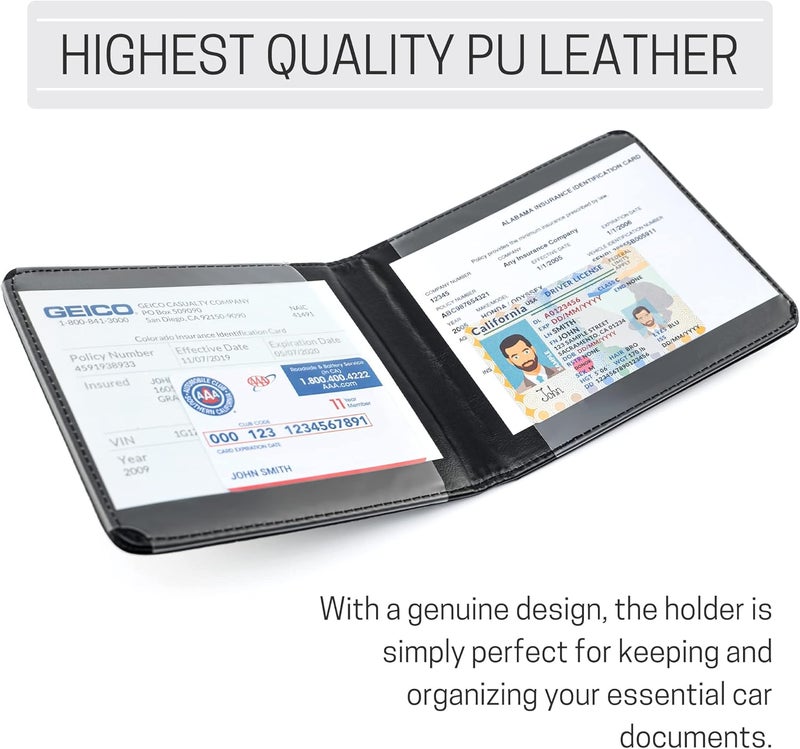 CANOPUS Car Registration and Insurance Holder, Magnetic Closure, Embossed Card Document Holder, Vehicle Glove Box Organizer, Wallet for Auto, SUV, Motorcycle, Truck, Waterproof, Truck Model - Image 2
