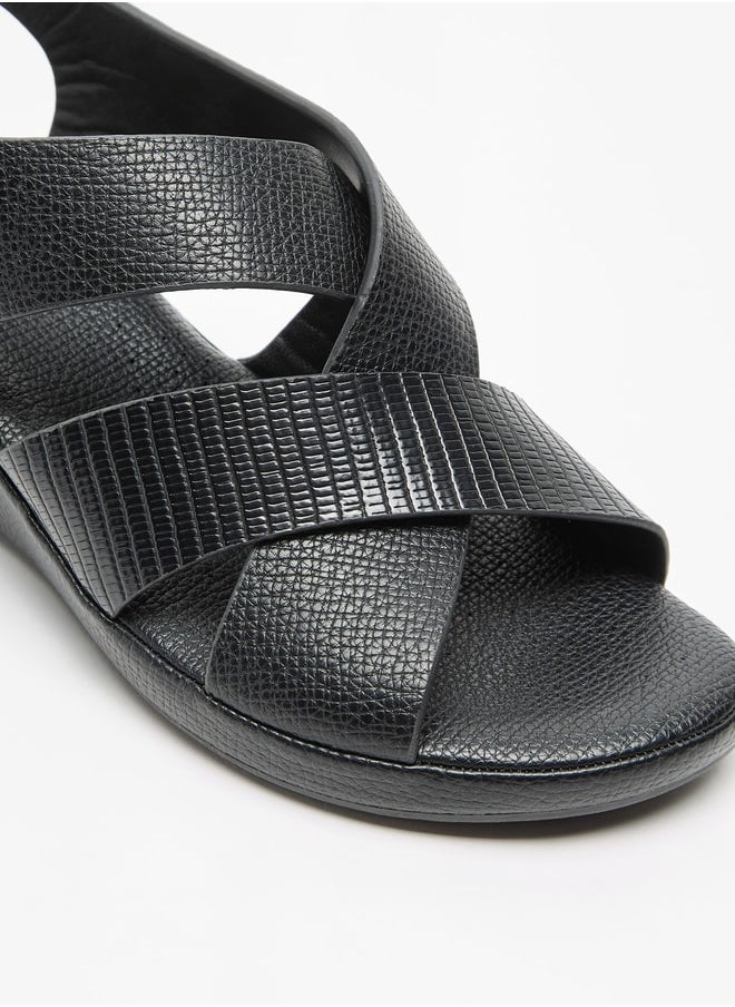 Le Confort Women Textured Cross Strap Sandals with Wedge Heels and Buckle Closure  - Image 5