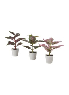 Artificial Plant Pots With Painted Nettle Set OF 3, Indoor And Outdoor Use 18x6CM