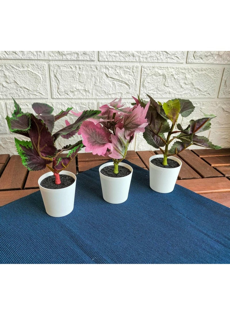 FEJKA - Artificial Plant Pots With Painted Nettle Set OF 3, Indoor And Outdoor Use 18x6CM - Image 1