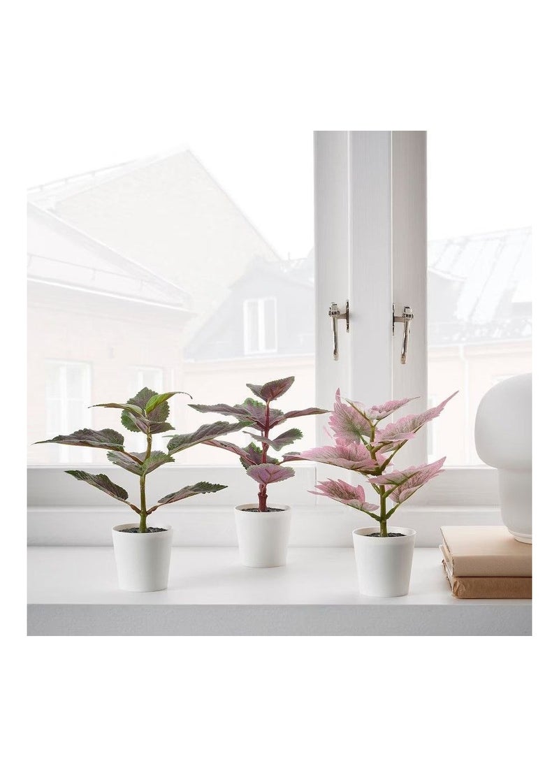 FEJKA - Artificial Plant Pots With Painted Nettle Set OF 3, Indoor And Outdoor Use 18x6CM - Image 1