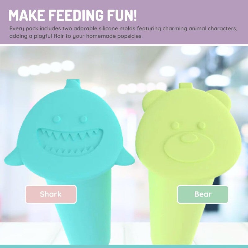 Melii Push Pops - Animal 2 pack - Shark + Bear (6sets/inner) - Image 4