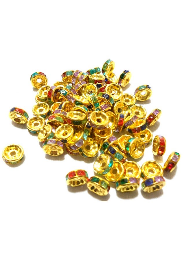 AM Rhinestone Spacer for Jewellery Making, Designer Craft Making (Pack of 50, Multicolor)