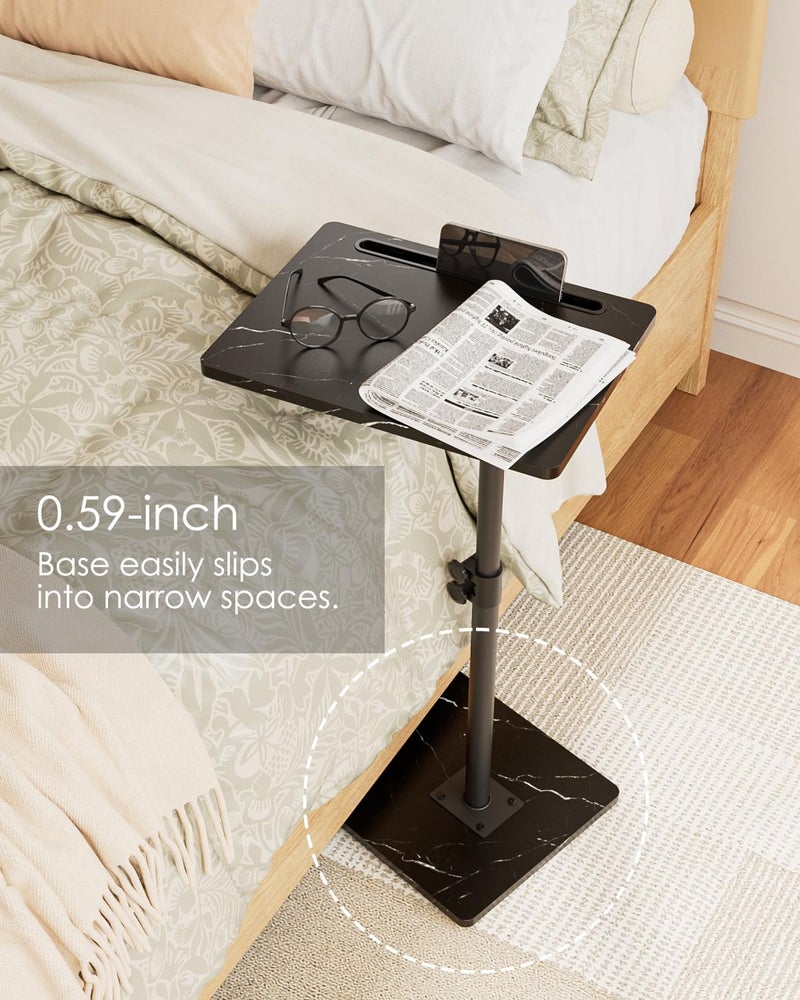 Masupu Sofa Arm Tray Table - 360Â° Swivel Height Adjustable End Table, Small Snack Side Table for Couch, C Shaped Table for Bed, Chair or TV Tray Table(Black) - Image 5