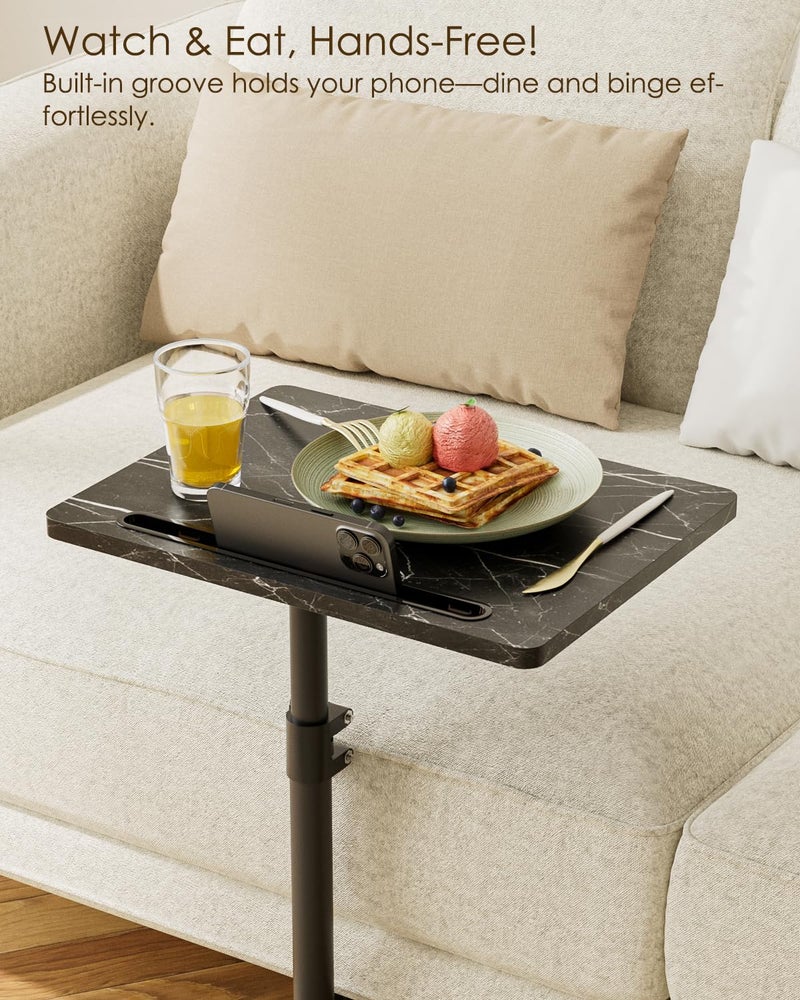 Masupu Sofa Arm Tray Table - 360Â° Swivel Height Adjustable End Table, Small Snack Side Table for Couch, C Shaped Table for Bed, Chair or TV Tray Table(Black) - Image 3