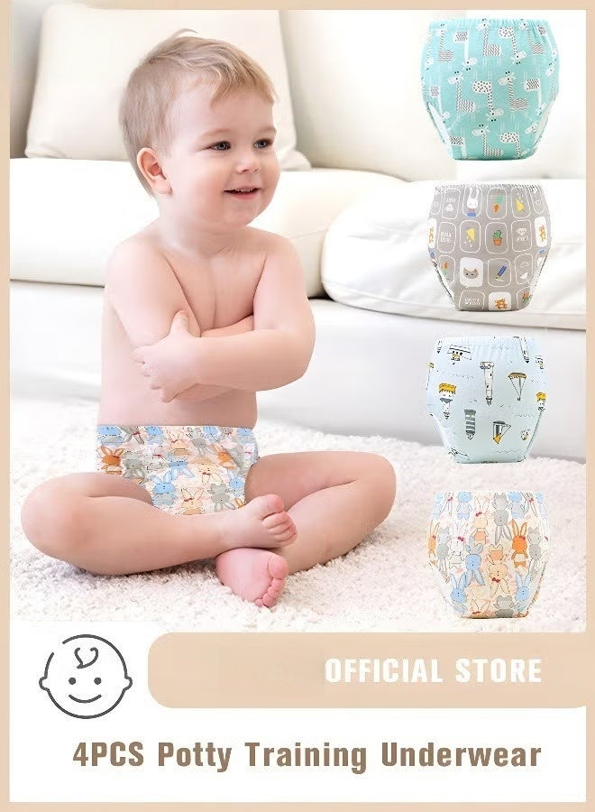 4 قطعة بوتي تدريب الملابس الداخلية ، 6 طبقات التنفس القطن ممتص المدرب بنطلون للأطفال الصغار طفل الأولاد البنات مقاومة للماء - Image 1