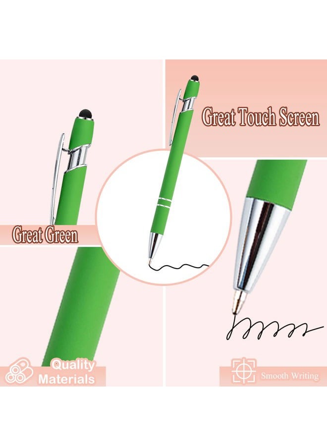 PASISIBICK 12 Pieces Green Ballpoint Pen with Stylus Tip, 2 in 1 Stylus Stylish Pen, Metal Stylus Pen for Touch Screens, Black Ink, 1.0 mm Medium Point.(12 PCS Green) - Image 2