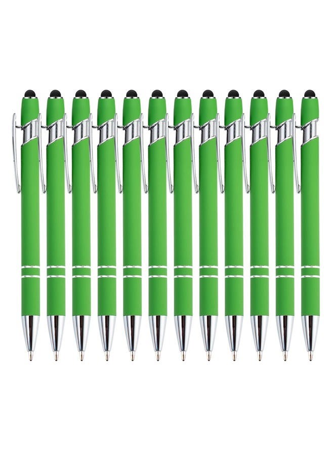 PASISIBICK 12 Pieces Green Ballpoint Pen with Stylus Tip, 2 in 1 Stylus Stylish Pen, Metal Stylus Pen for Touch Screens, Black Ink, 1.0 mm Medium Point.(12 PCS Green) - Image 1
