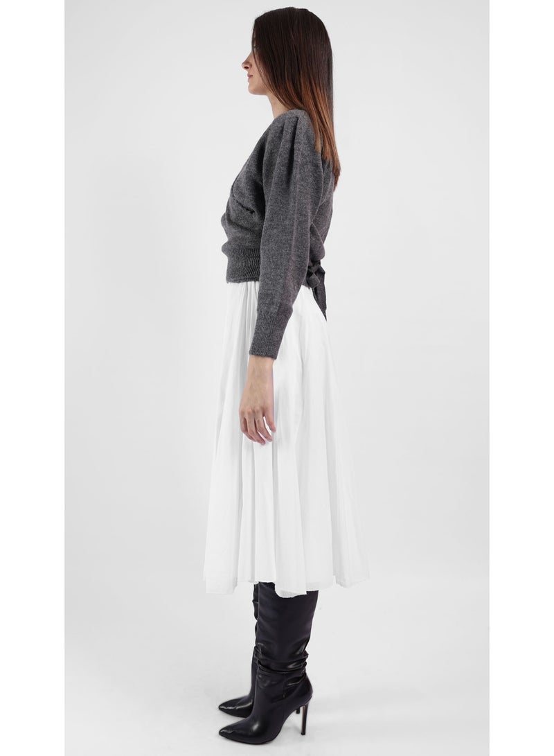 KYVELi Women’s Wrap-Style Knit Sweater – Grey - Image 4