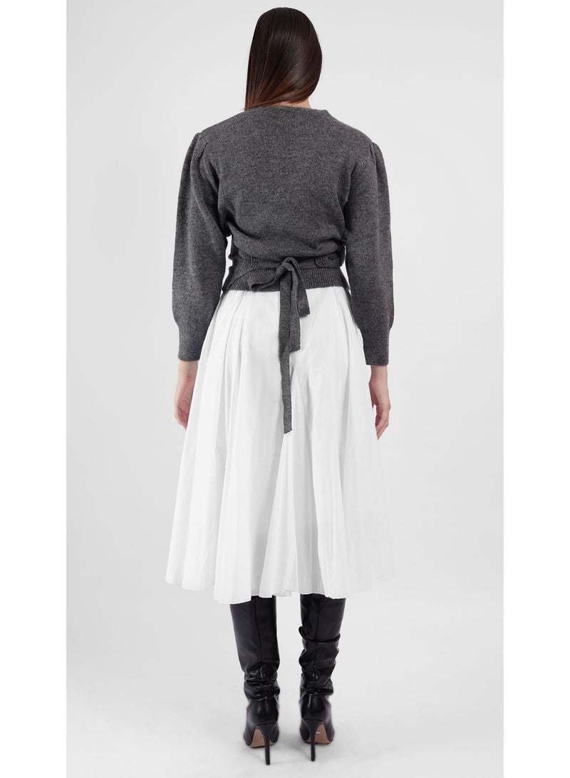 KYVELi Women’s Wrap-Style Knit Sweater – Grey - Image 5