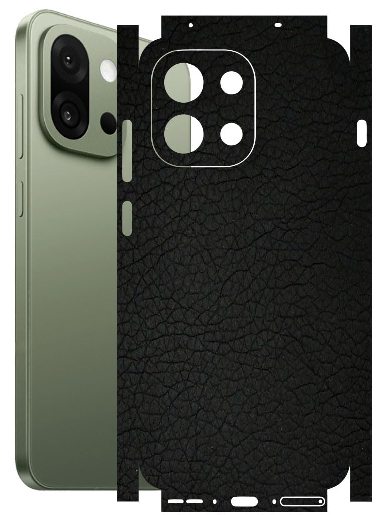 AtOdds - Full Body Back Screen Guard Protector Film - 3D Textured Lamination Wrap Skin Sticker for OnePlus 13s (5G) | Scratchproof Matte Finish (Design - Black Leather) - Image 1