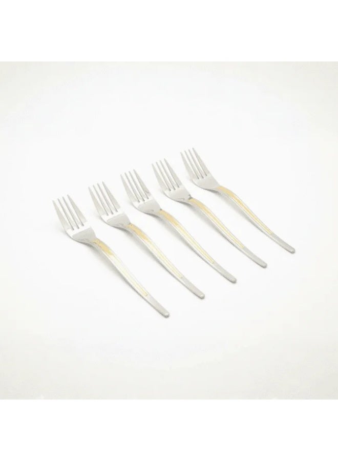 طقم شوك طعام من الفولاذ المقاوم للصدأ من – 6 قطع بتصميم ذهبي وفضي أنيق لتزيين مائدة الطعام - Image 2