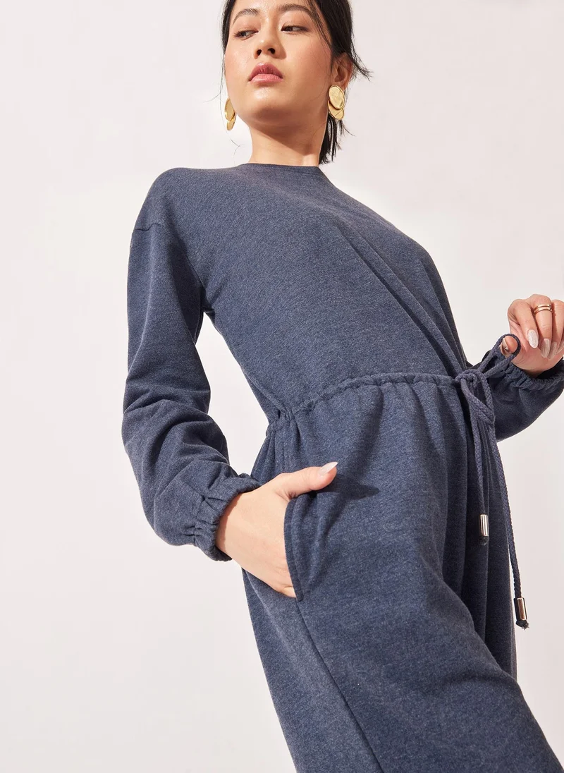 The Label Life Long Sleeve Drwastring Jumpsuit