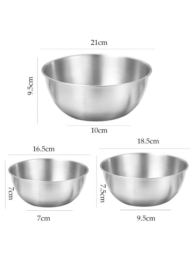 3 Pcs Stainless Steel Mixing Bowls Set,Kitchen Salad Bowl for Serving,Sturdy and Durable，Easy to Clean,for Salad, Soup, Cereal, Noodles, Kitchen Prep - Image 2