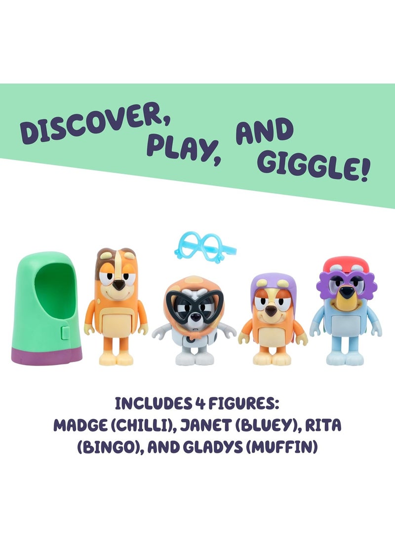 Bluey 4 Figure Pack Here Come the Grannies | Kids Toys with Accessories & Movable Arms | 6–7.6cm Playset - Image 3
