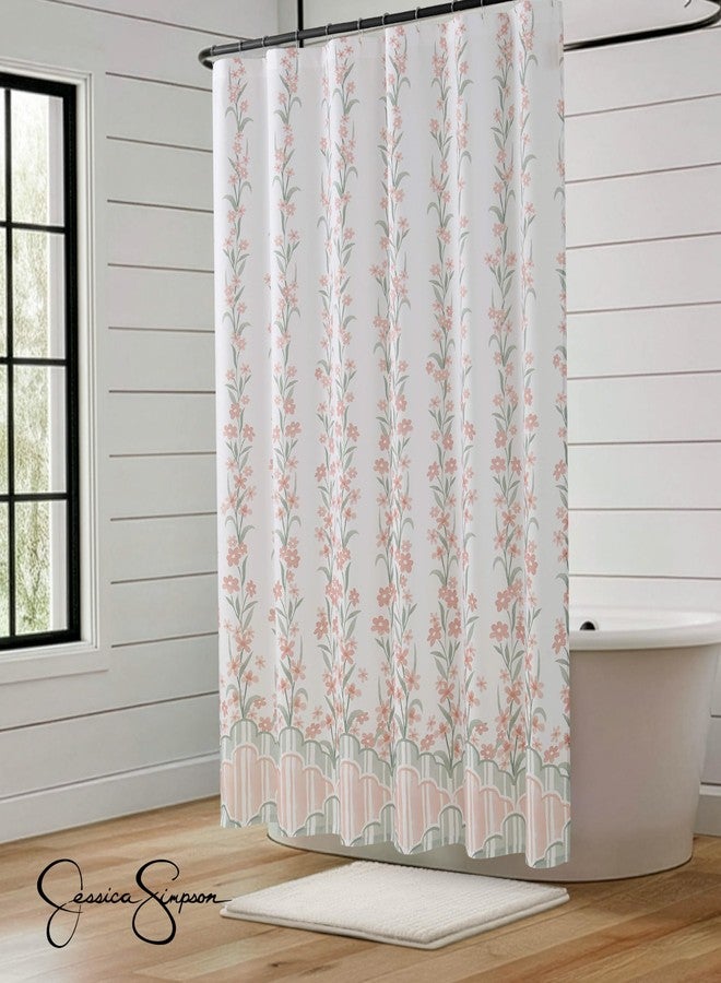 Jessica Simpson 70"x72" Fabric Shower Curtain with 12 Hooks, Nori Floral Blush 13-Piece Shower Set - Image 5