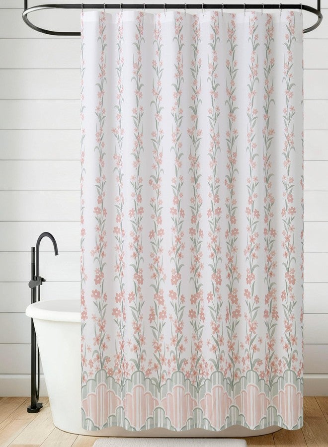 Jessica Simpson 70"x72" Fabric Shower Curtain with 12 Hooks, Nori Floral Blush 13-Piece Shower Set - Image 1