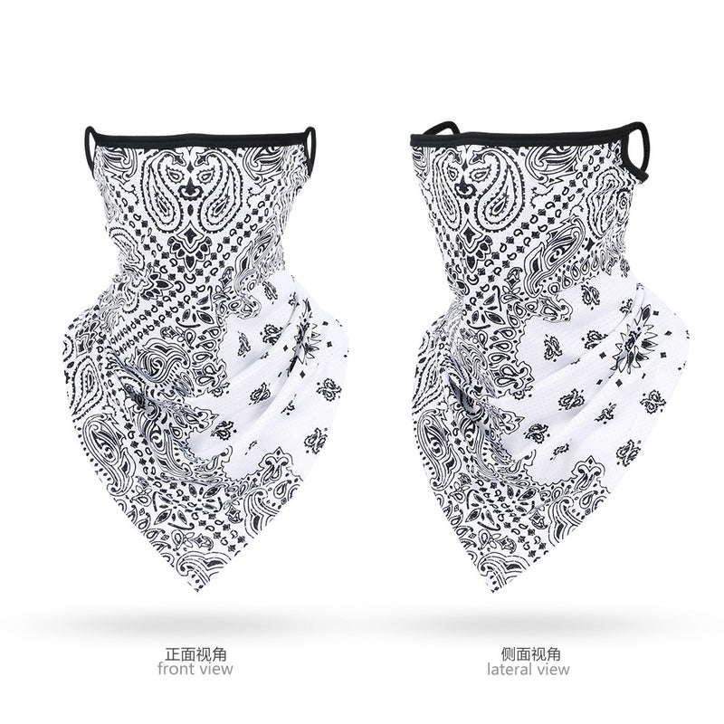 Generic Ice Silk Mesh Triangle Bandana Breathable Cycling UV Protection Unisex Outdoor Neck Gaiter Classic White Spell Cashew Flower