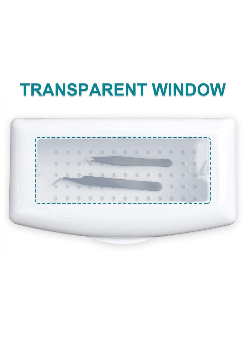 SYOSI Nail Tool Sterilizer Box Plastic Sterilizing Tray Disinfectant Box Tool Sterilizer for Nail Implement Tweezers Cuticle Trimmer Scissors Clean Tray Storage for Nail Art Tool - Image 4