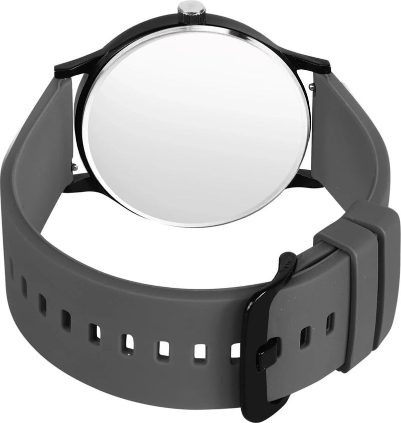 Acnos Black Colour Dial with Softest Silicone Grey Colors Strap Analog Wrist Watch for Men Boys - Image 2