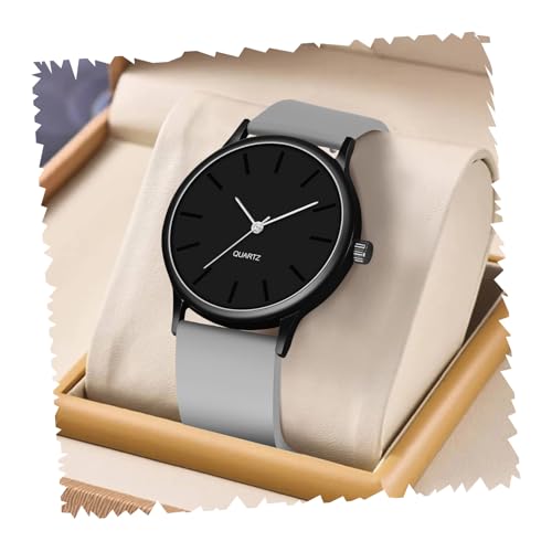 Acnos Black Colour Dial with Softest Silicone Grey Colors Strap Analog Wrist Watch for Men Boys - Image 1