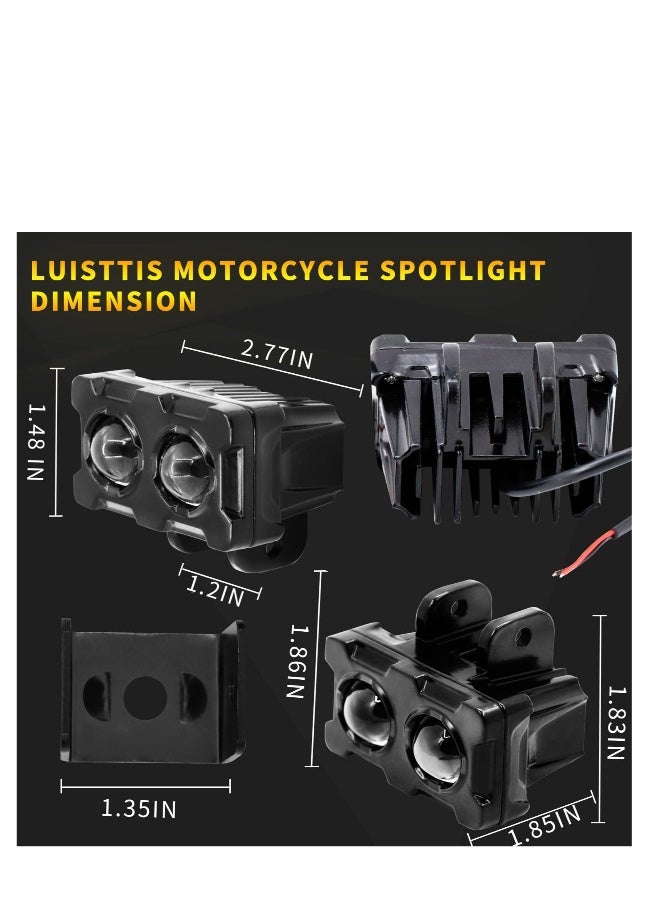 Loquat LED Motorcycle Auxiliary Lights, 2 Pcs Universal Mini LED Headlights Fog Lights, Dual Color Motorcycle Driving Lights, for ATV UTV SUV E-Bike Truck Boat Tractor - Image 5