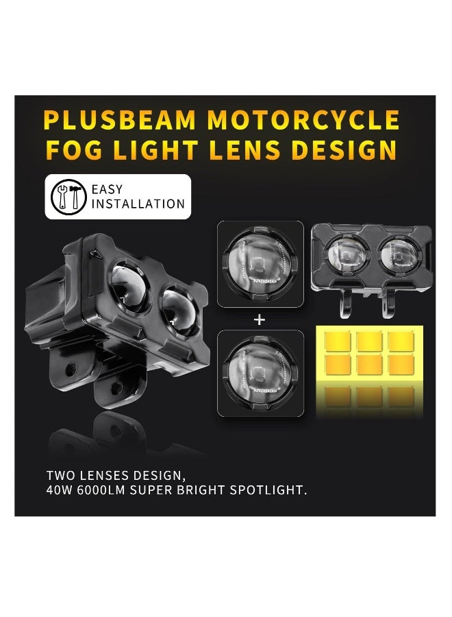 Loquat LED Motorcycle Auxiliary Lights, 2 Pcs Universal Mini LED Headlights Fog Lights, Dual Color Motorcycle Driving Lights, for ATV UTV SUV E-Bike Truck Boat Tractor - Image 2