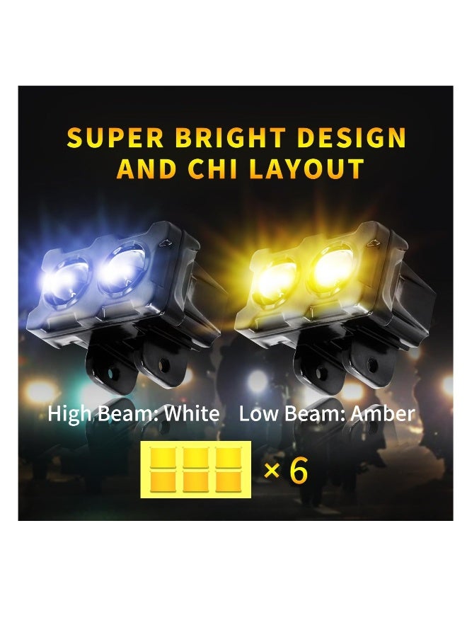 Loquat LED Motorcycle Auxiliary Lights, 2 Pcs Universal Mini LED Headlights Fog Lights, Dual Color Motorcycle Driving Lights, for ATV UTV SUV E-Bike Truck Boat Tractor - Image 4