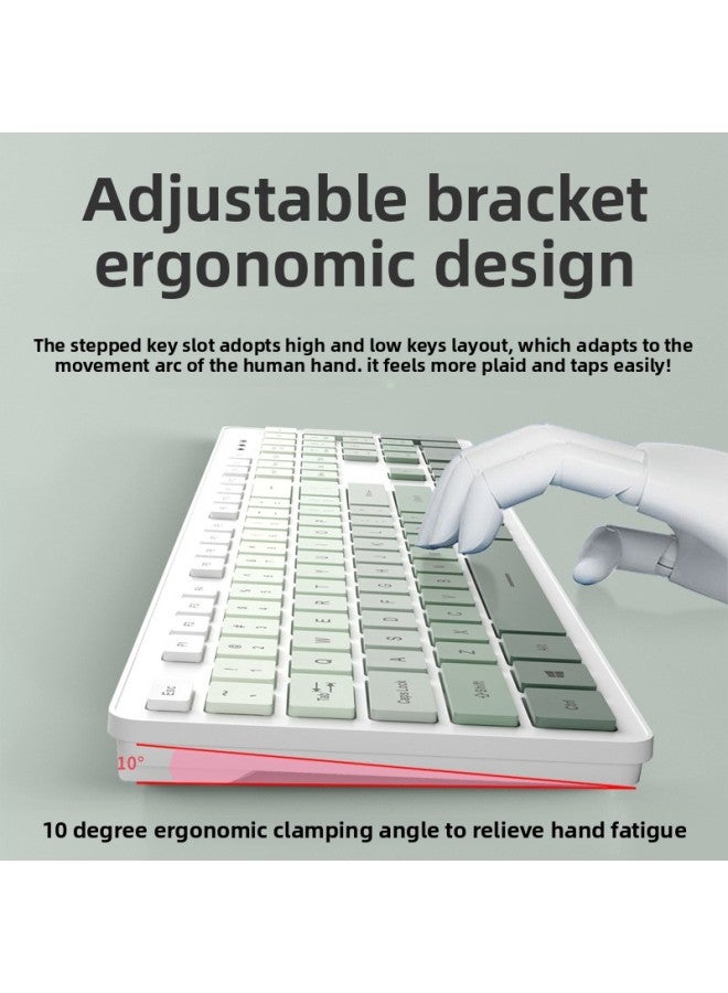 Edition Province Keyboard Mouse Suit Office Battery Mute Computer Notebook Girl Chocolate Electric Keyboard Mouse Wireless-Color:None - Wireless Single Keyboard - Ivory White - Yes - 104 Keys - Official Standard  - Image 4