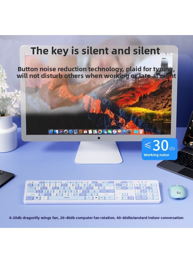 Edition Province Keyboard Mouse Suit Office Battery Mute Computer Notebook Girl Chocolate Electric Keyboard Mouse Wireless-Color:None - Wireless Single Keyboard - Ivory White - Yes - 104 Keys - Official Standard  - Image 3
