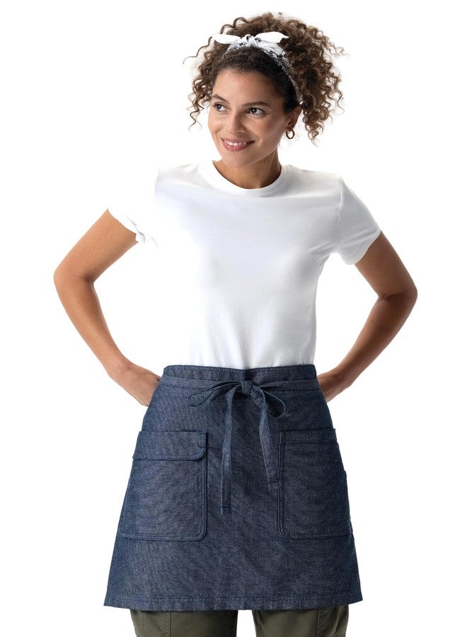 Chef Works Unisex Utility Half Bistro Apron, Navy Natural, One Size - Image 1