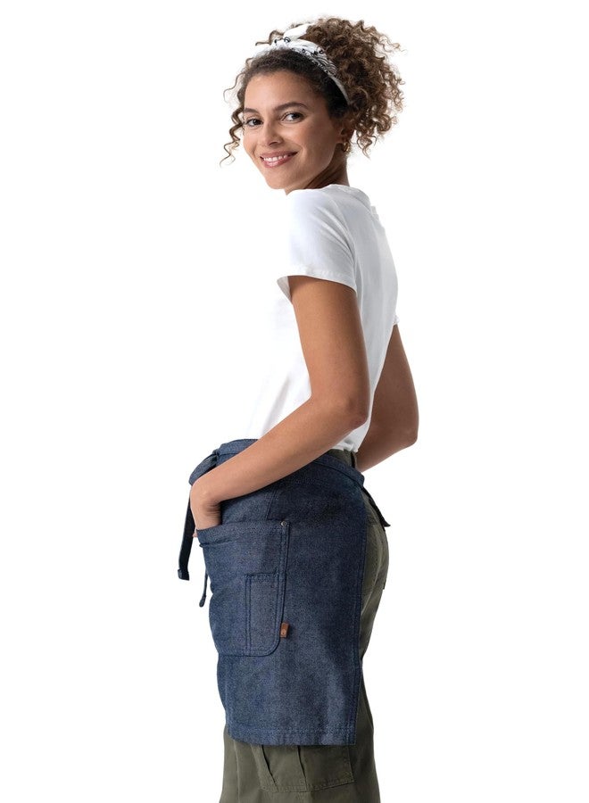 Chef Works Unisex Utility Half Bistro Apron, Navy Natural, One Size - Image 2