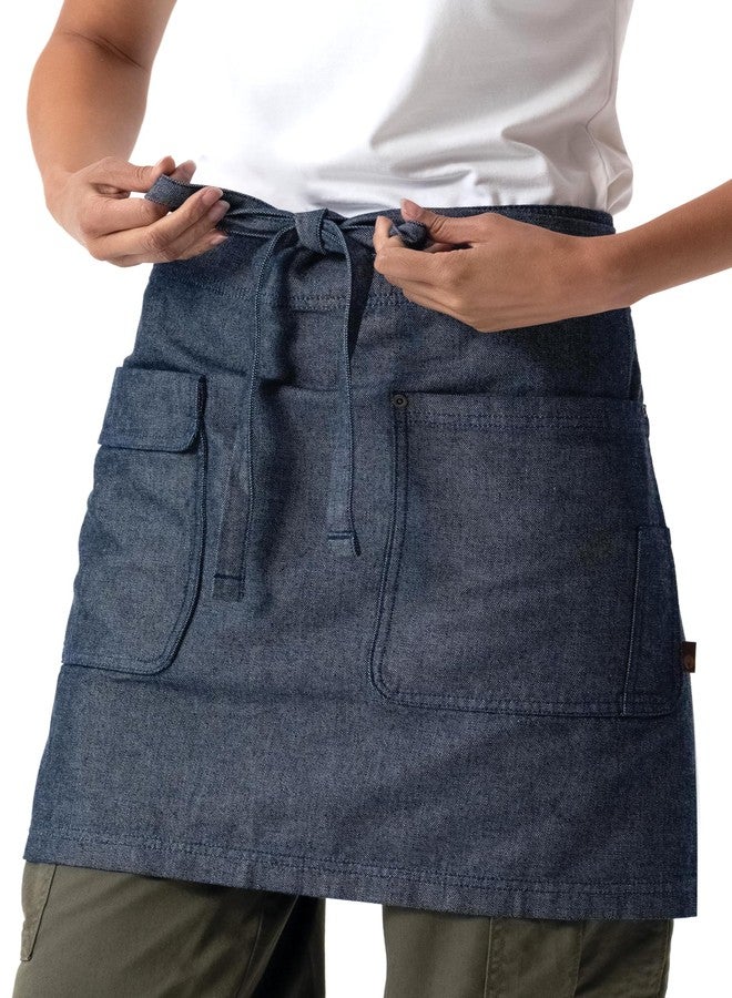Chef Works Unisex Utility Half Bistro Apron, Navy Natural, One Size - Image 4
