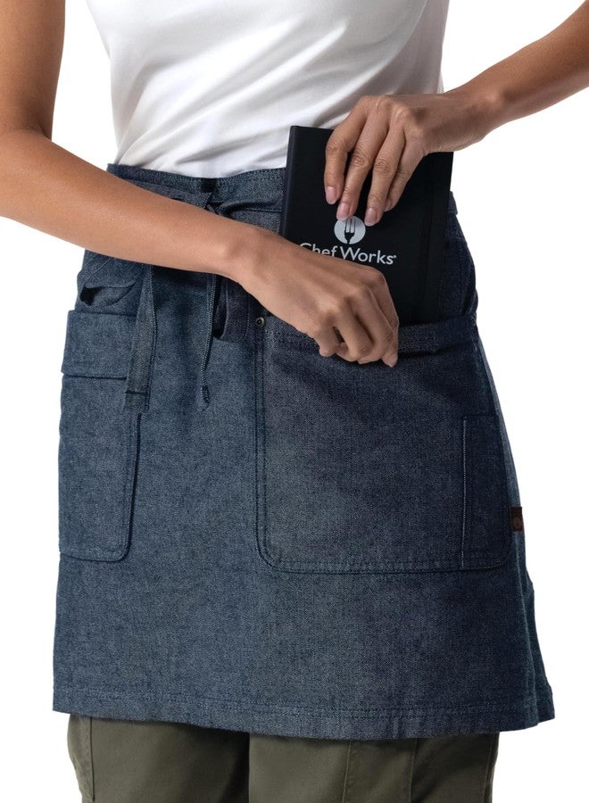 Chef Works Unisex Utility Half Bistro Apron, Navy Natural, One Size - Image 5