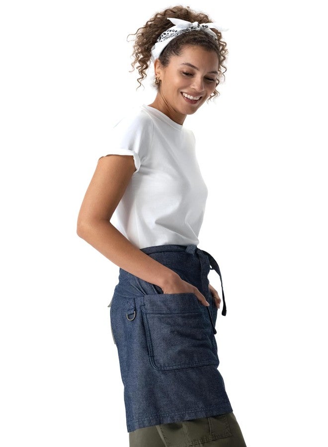 Chef Works Unisex Utility Half Bistro Apron, Navy Natural, One Size - Image 3