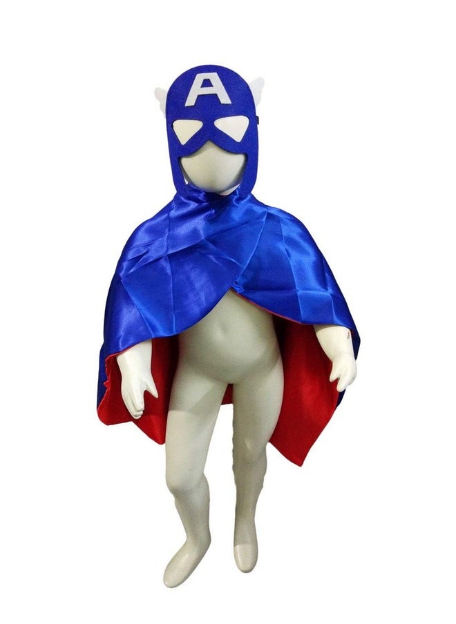 BookMyCostume BookMyCostume American Superhero Cape Kids Fancy Dress Costume 4-5 Years Red/Blue  - Image 1