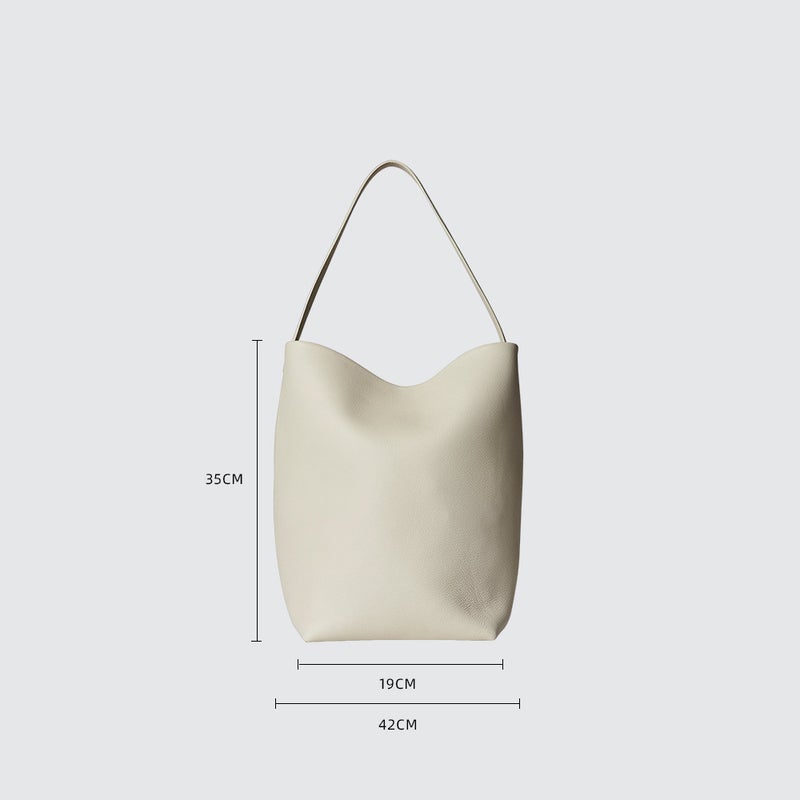 2025 Spring Festival The Rw Bucket Shoulder Cowhide Large Capacity Niche Handbag Genuine Leather Women'S Bag - Image 1