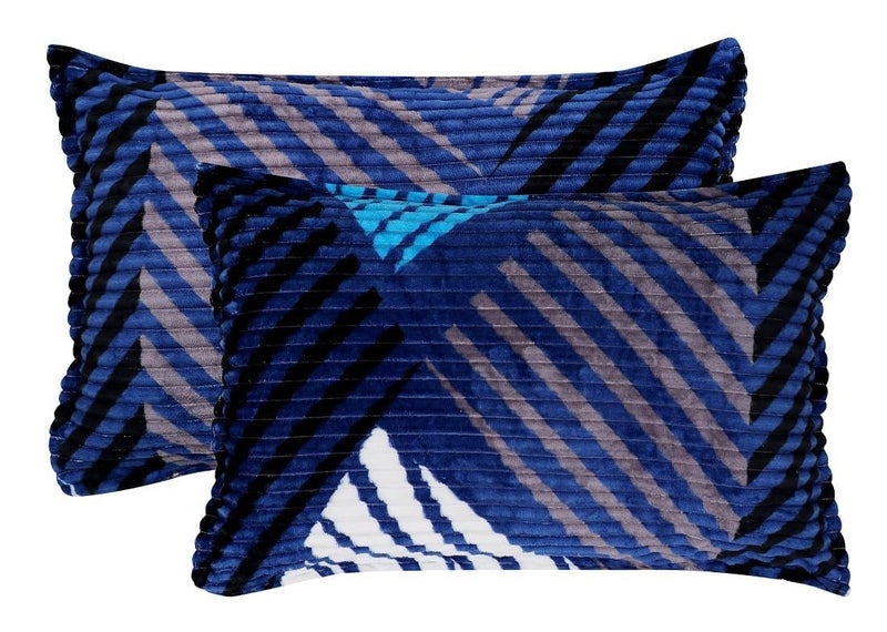 RD TREND® Warm Bedsheet for Winter – Flannel Bedsheet Soft & Cozy | Winter Bedsheet for Double Bed (90x100 inches) with 2 Matching Pillow Covers (Blue Triangle) - Image 3