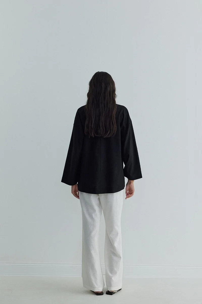 سود كوليكشن Black Kavala Linen Blouse