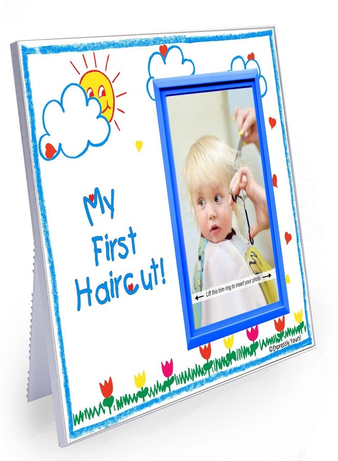 Expressly Yours! Photo Expressions My First Haircut! - Picture Frame Memorable Moment Photo Gift - Crayola-Tabletop Size, 8.25 x 7 in - Easy-Load 3.5 x 5 Photo, - Image 1