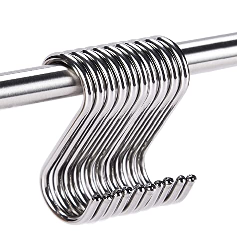 ARTOYS Stainless Steel S Hooks - Pack of 10, 3 Inches, 4mm Diameter, 50lbs Load Capacity - Electroplated Surface - Image 1