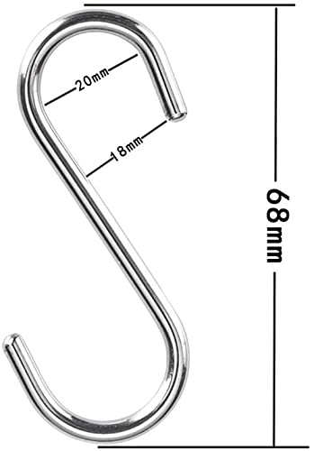 ARTOYS Stainless Steel S Hooks - Pack of 10, 3 Inches, 4mm Diameter, 50lbs Load Capacity - Electroplated Surface - Image 2