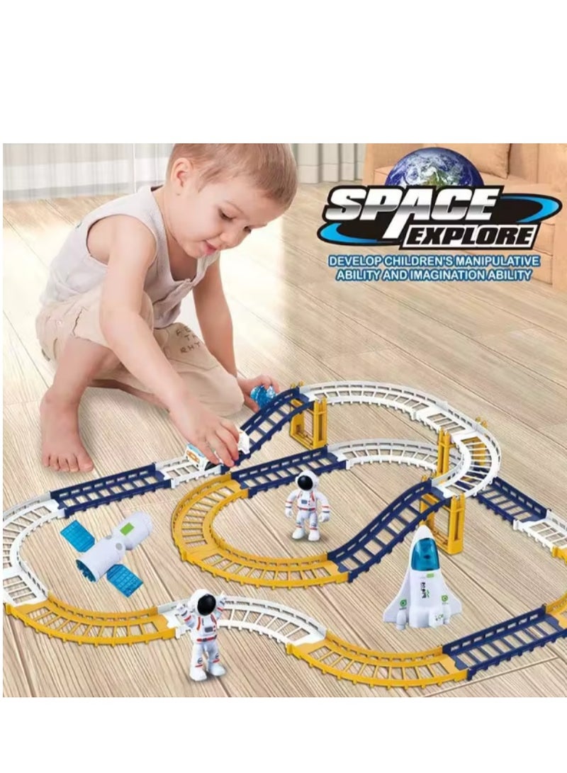 Rally Space Exploration Toy for Kids - 32 Pieces Space Race Track with Astronauts, DIY Educational Electric Building Kit to Enhance Imagination, Creativity and Logical Thinking  - Image 2