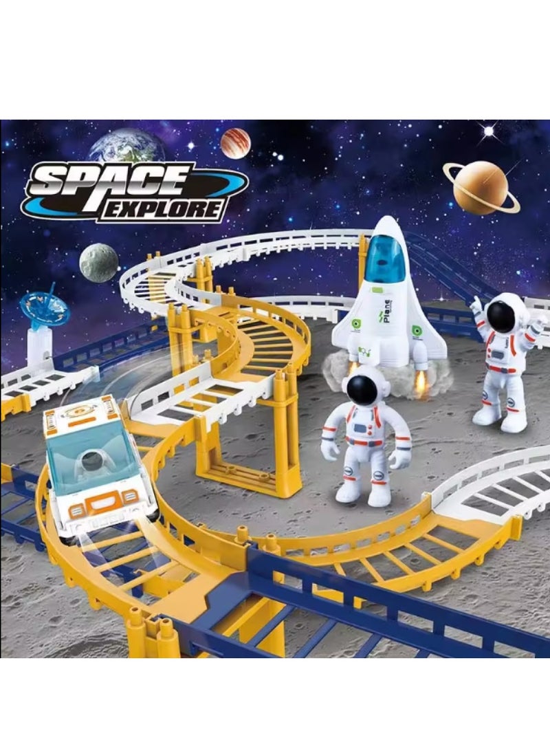 Rally Space Exploration Toy for Kids - 32 Pieces Space Race Track with Astronauts, DIY Educational Electric Building Kit to Enhance Imagination, Creativity and Logical Thinking  - Image 3