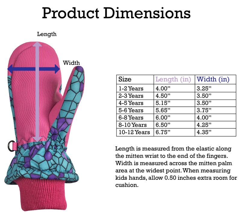 N'Ice Caps Kids Waterproof Snow Mittens Cold Weather Thinsulate Insulated (Turq Shattered Glass, 4-5 Years) - Image 5