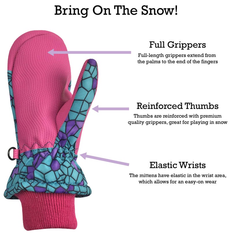 N'Ice Caps Kids Waterproof Snow Mittens Cold Weather Thinsulate Insulated (Turq Shattered Glass, 4-5 Years) - Image 4