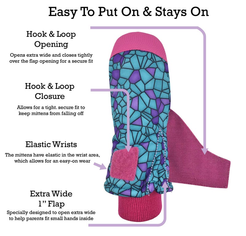 N'Ice Caps Kids Waterproof Snow Mittens Cold Weather Thinsulate Insulated (Turq Shattered Glass, 4-5 Years) - Image 2
